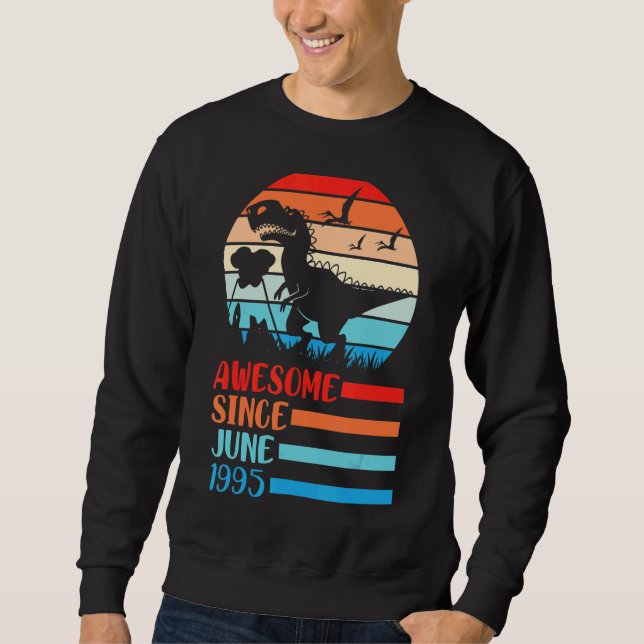 Moletom Dinossauro Incrível Desde Junho De 1995 Feliz Aniv (Frente)