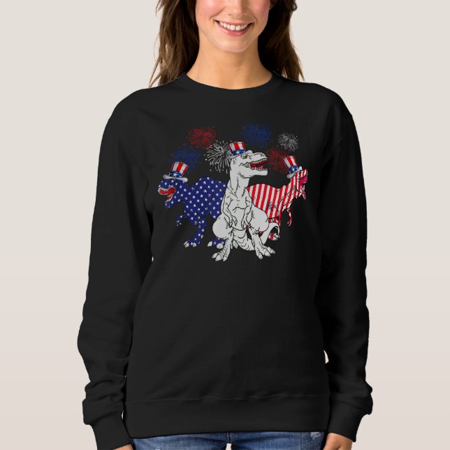 Moletom Dinossauro Patriótico Azul Branco Vermelho Rex 4 D (Frente)
