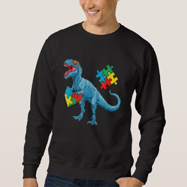 Moletom Dinossauro Quebra-cabeça Piece Autismo Homens de C (Frente)