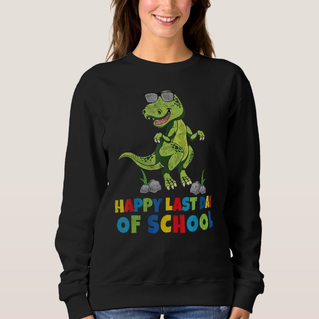 Moletom Dinossauro Rex Feliz No Último Dia De Ensino (Frente)