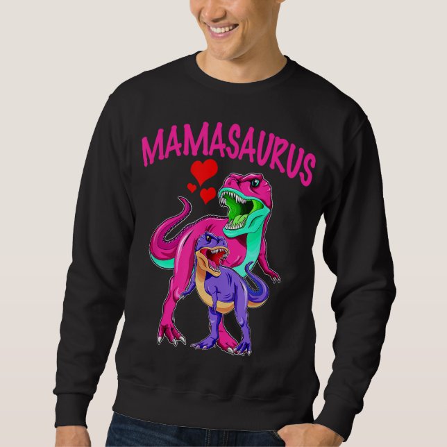 Moletom Dinossauro T-Rex Bonito para Mãe e Criança (Frente)