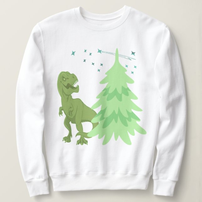 Moletom Dinossauros Engraçados, Árvore de Natal T-Rex Holi (Frente do Design)