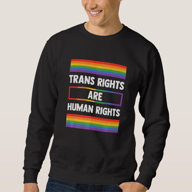 Moletom Direitos Trans São Direitos Humanos Arco-Íris Gay  (Frente)