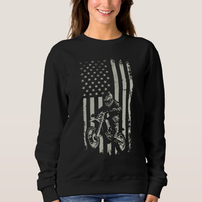 Moletom Dirt Bike American Flag Motocross Biker 4th of Jul (Frente)
