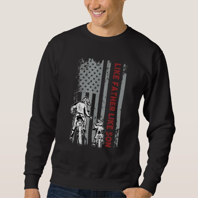 Moletom Dirt Bike Dad and Son, Motocross Friend US Flag, F (Frente)