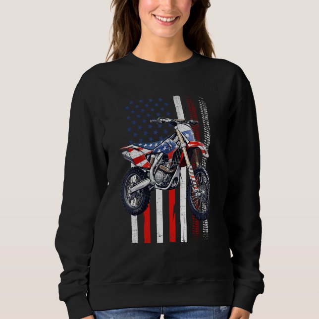 Moletom Dirt Bike Motocross 4th Of July American Flag Men  (Frente)