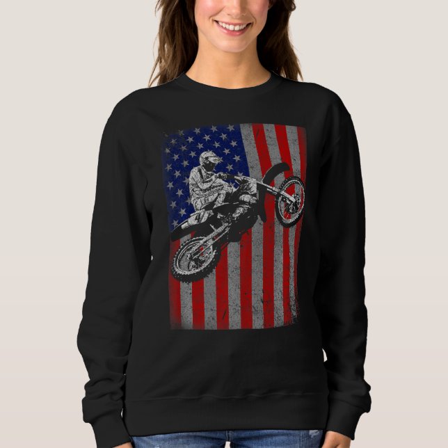 Moletom Dirt Bike Rider Motocross Racer Flag americano (Frente)