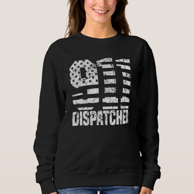 Moletom Dispatcher Us Flag - Thin Gold Line Police 911 Dis (Frente)