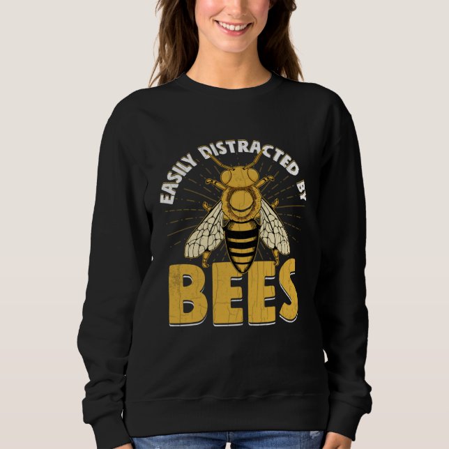 Moletom Distracted By Bees  Beekeeper Beekeeping Honey Gra (Frente)