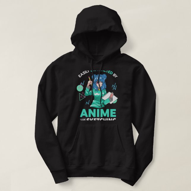 Moletom Distraído Facilmente pelo Anime e Desenhando Gir A (Frente do Design)