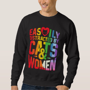 Moletom Distraído Facilmente por Gatos e Mulheres Orgulho