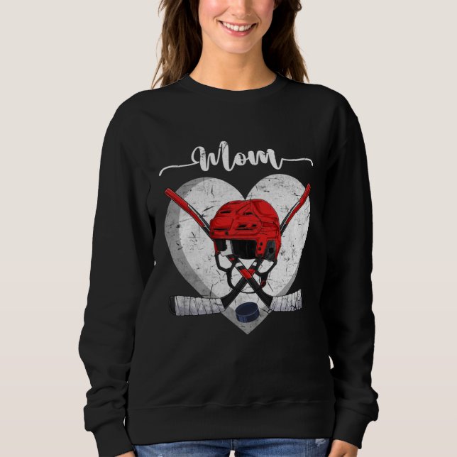 Moletom Distressed Heart Hockey Mom Heart Cute Mother s Da (Frente)