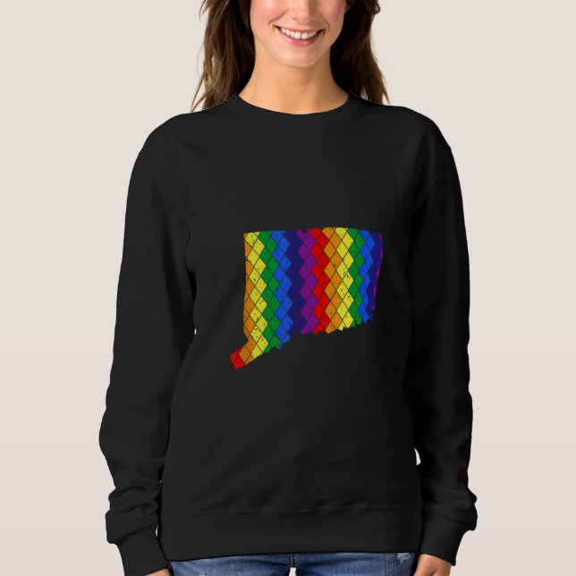 Moletom Distressed State of Connecticut LGBT Rainbow Gay P (Frente)
