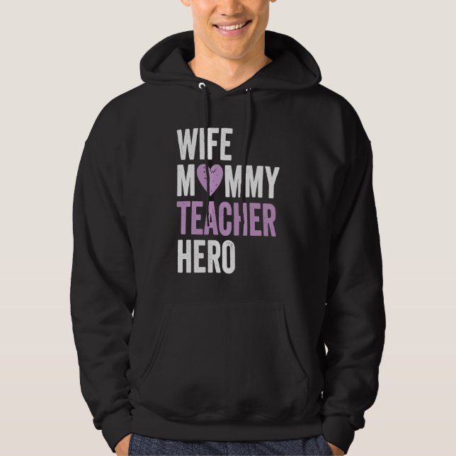 Moletom Distressed Teacher  Wife Mommy Teacher Hero (Frente)