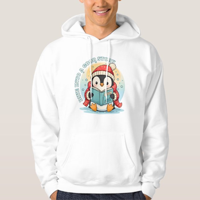 Moletom Dive Into A Good Story Penguin Sweatshirt Hoodie (Frente)