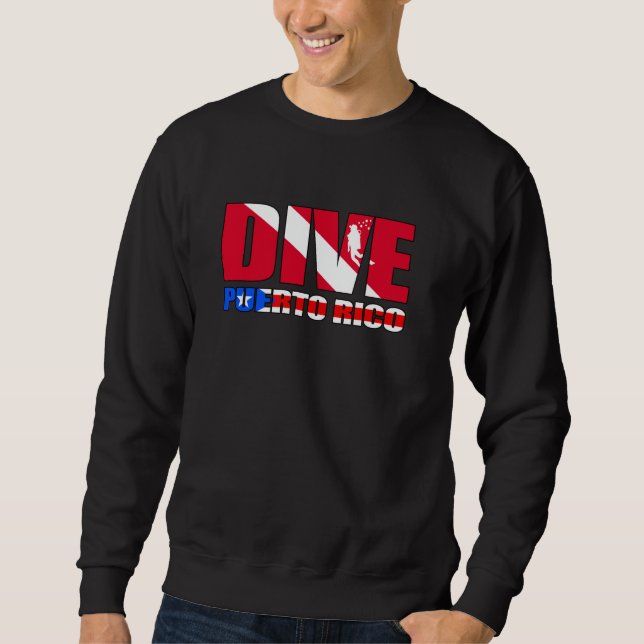 Moletom Dive Puerto Rico PR Flag Scuba Diver Design (Frente)