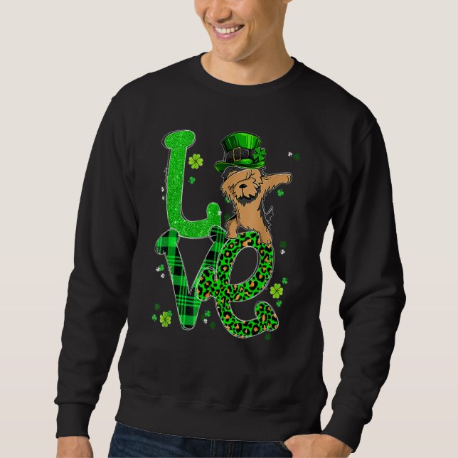 Moletom Diversão Dabbing Yorkie Dog LOVE Shamrock Funny Ru (Frente)