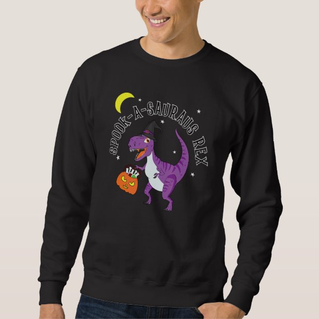 Moletom Diversão do Halloween Dinossaur Spooky Graphic Spo (Frente)