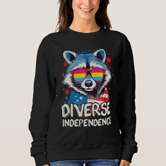 Moletom Diverse Independence  Raccoon Pansexual Sunglasses (Frente)