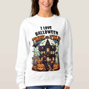 Moletom Divertimento de Halloween com abóboras e fantasmas