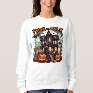 Moletom Divertimento de Halloween com abóboras e fantasmas