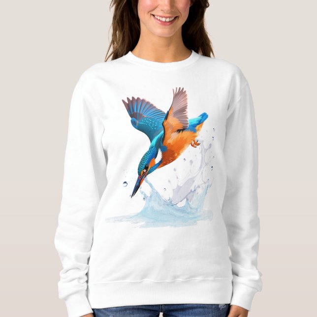 Moletom Diving Kingfisher Vibrant Wildlife Art (Frente)
