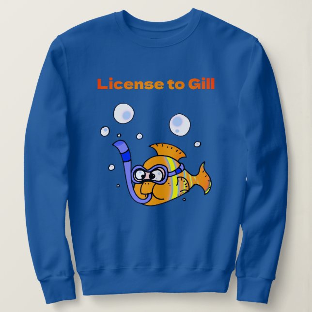 Moletom Divisor de Scuba Divertido Peixes Design (Frente do Design)