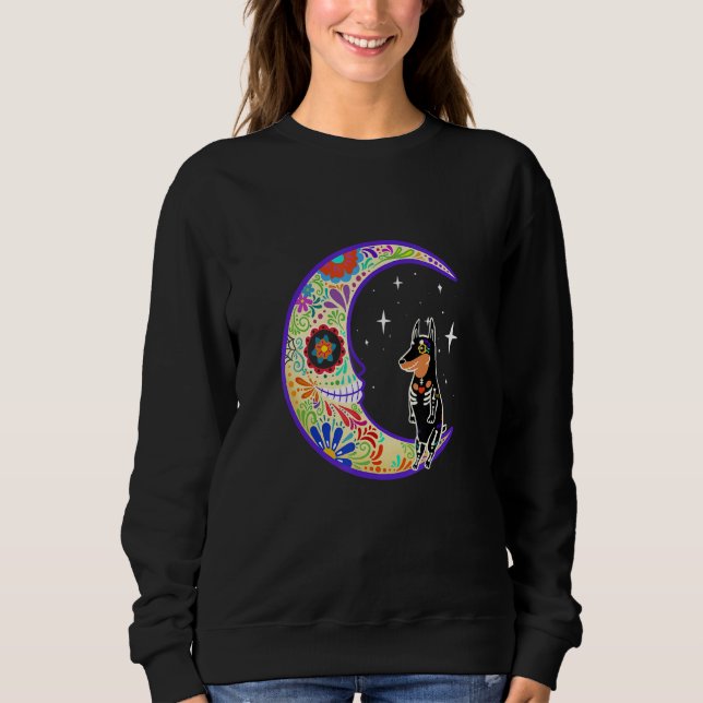 Moletom Doberman Dia De Los Muertos Skeleton (Frente)