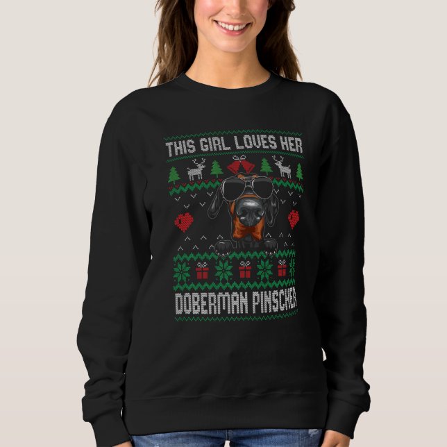 Moletom Doberman Pinscher Girl Cool Ugly Christmas for Dog (Frente)