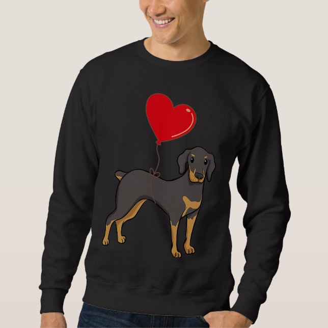 Moletom Doberman With Heart Balloon Valentines Day Love Bo (Frente)