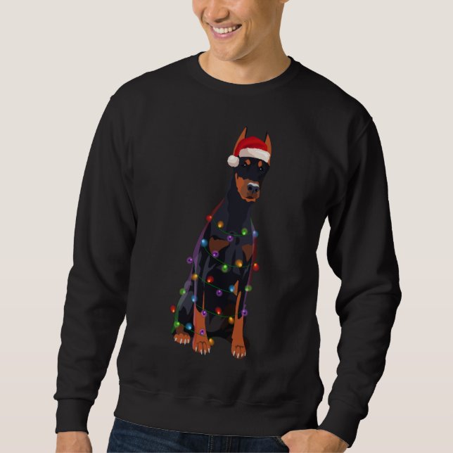Moletom Dobermann Christmas Lights Xmas Dog Lover (Frente)