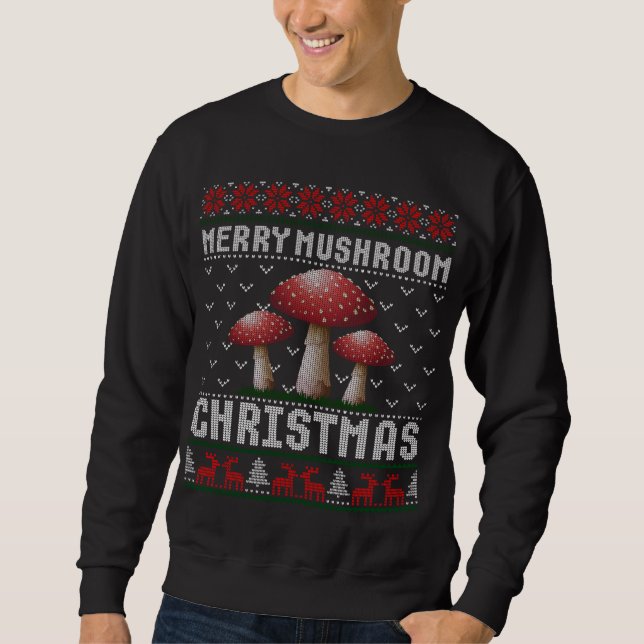 Moletom Doce De Natal Feio Com feliz De Cogumelo (Frente)