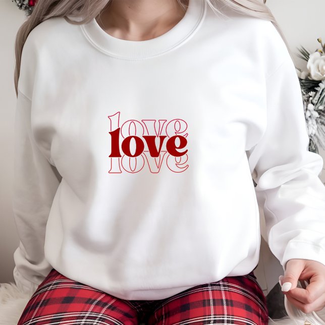 Moletom Doce Impressão de Amor Branco Moderno (Modern White Love Print Woman Sweatshirt
)