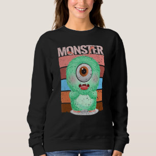 Moletom Doce Monstro Em Fofinho Verde Com Um Olho Gigante