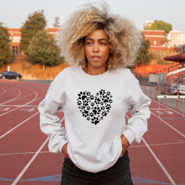 Moletom Dog Cat Paw Prints Heart Valentine's Day Love (Criador carregado)