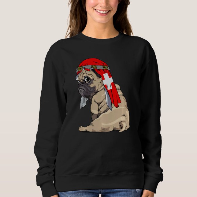 Moletom Dog  Cute Pug Retro Switzerland Flag Pride (Frente)
