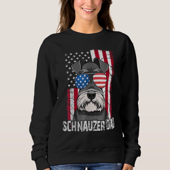 Moletom Dog Dad Fathers Day  Mini Schnauzer USA Flag 4th o (Frente)
