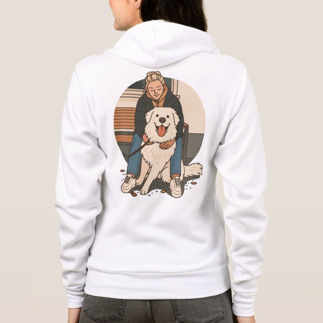 Moletom Dog Mom Hugging Fluffy Puppy Cute Pet Moment (Verso)