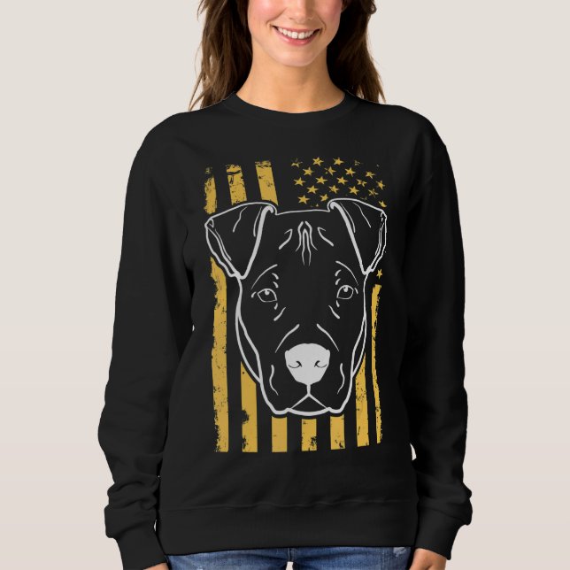 Moletom Dog Pitbull Us American Flag (Frente)