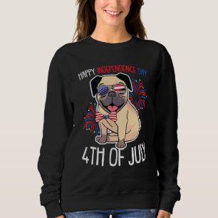 Moletom Dog Pug Happy 4 De Julho Dos Eua Bandeira American