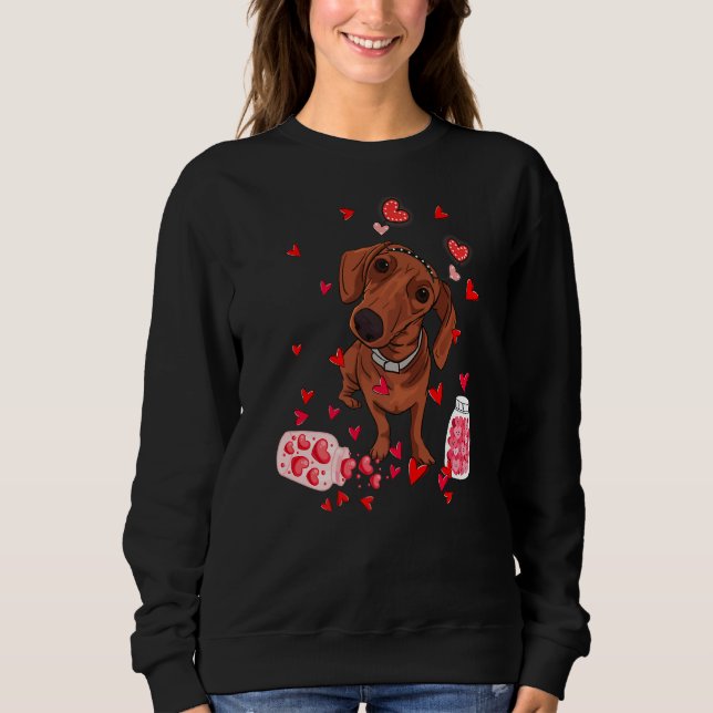 Moletom Dog Valentine Cute Dachshund Valentine's Day (Frente)