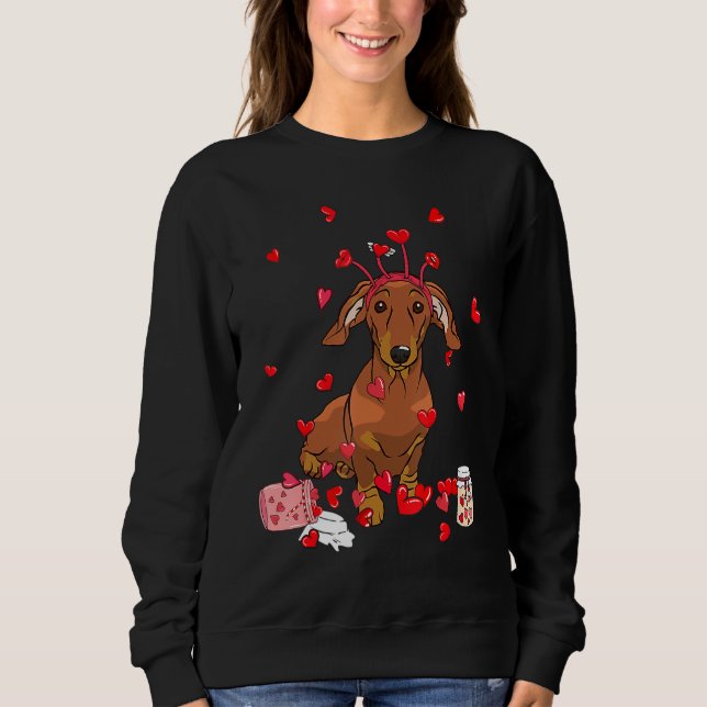 Moletom Dog Valentine Gift Cute Dachshund Valentine's Day (Frente)
