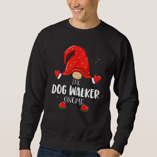Moletom Dog Walker Gnomo Matching Family Group Natal P (Frente)