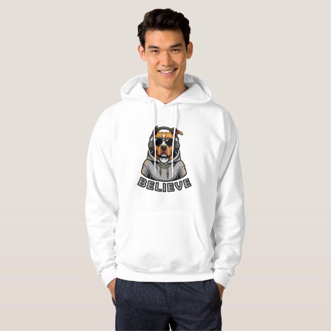 Moletom Dog Wearing Headphones Hoodie – Cool Music Lover P (Frente Completa)