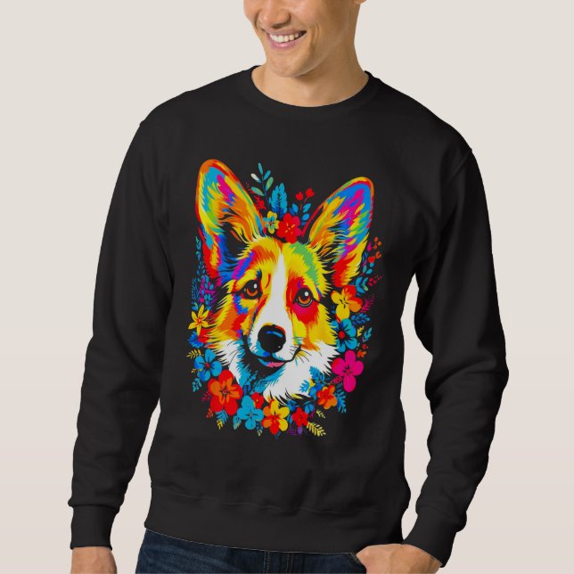 Moletom Dog Welsh Corgi Flowers Peace (Frente)