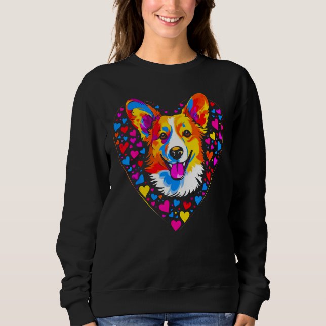 Moletom Dog Welsh Corgi Yellow Blue Red Heart (Frente)