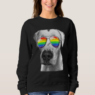 Moletom Dogo Argentino Dog Orgulho gay Flag Sunglass Lgbt