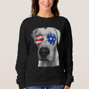 Moletom Dogo Argentino Dog Sunglass Flag American 4th Of