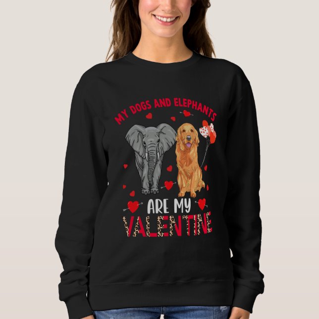 Moletom Dogs And Elephants Are My Valentine Golden Retriev (Frente)
