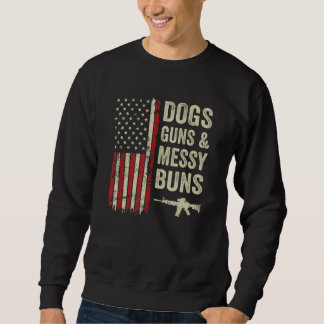 Moletom Dogs Guns & Messy Buns Usa Flag Dog Womens Gun